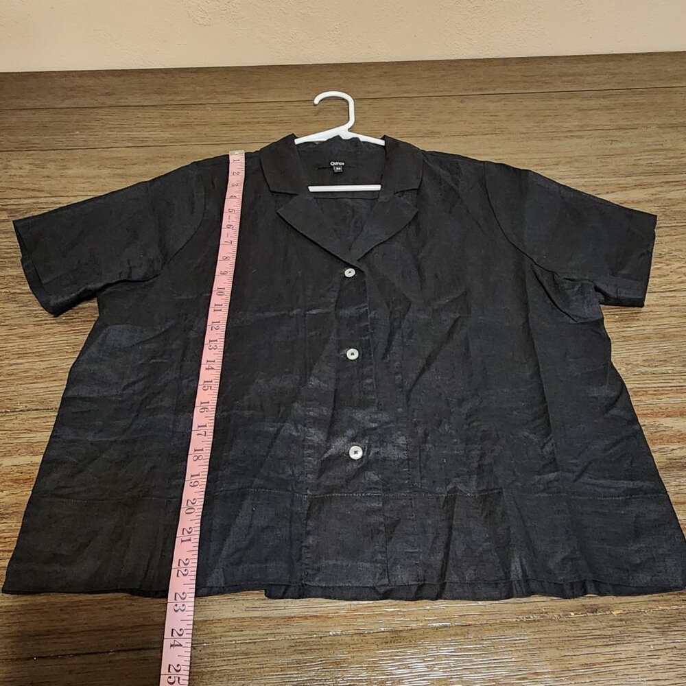 Quince 100% European Linen Short Sleeve Shirt NWOT Black Med